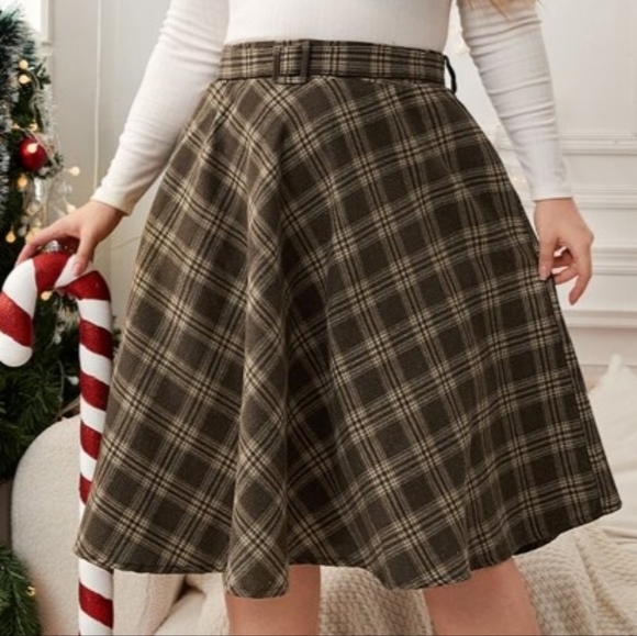 BRAND NEW NWT Brown Plaid Tartan Midi Skirt 2XL (16) - Picture 10 of 15